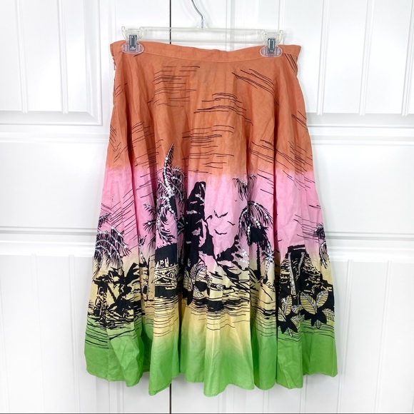 Angie Dip Dye Sequin Tropical Midi Circle Skirt S - Picture 5 of 7